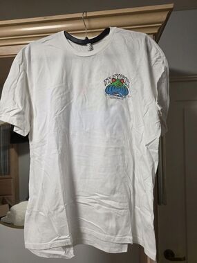 White Short-Sleeve Graphic Tee with Colorful Chest Art